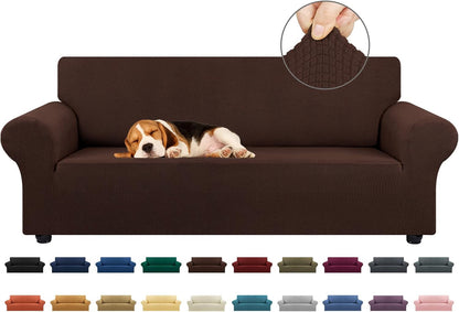 Stretch Couch Covers for Sofa, 3 Cushion Couch Slipcover,Black | 1-Piece Washable Sofa Cover Pet Friendly(78"-94") Furniture Protector Soft Jacquard, Elastic Bottom for Dogs & Kids