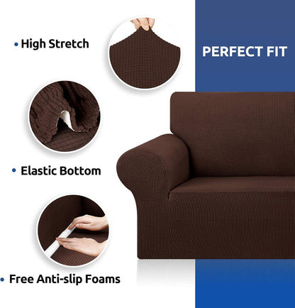 Stretch Couch Covers for Sofa, 3 Cushion Couch Slipcover,Black | 1-Piece Washable Sofa Cover Pet Friendly(78"-94") Furniture Protector Soft Jacquard, Elastic Bottom for Dogs & Kids