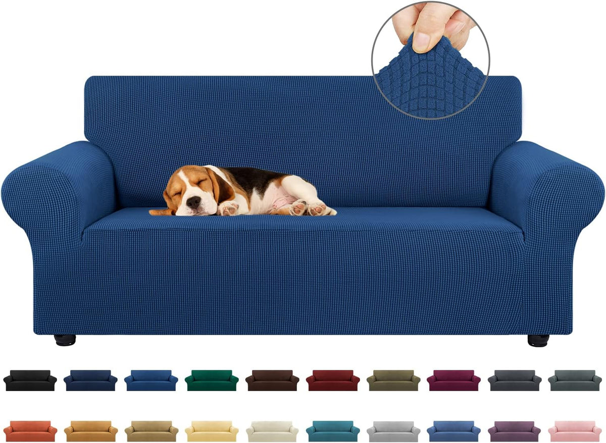 Stretch Couch Covers for Sofa, 3 Cushion Couch Slipcover,Black | 1-Piece Washable Sofa Cover Pet Friendly(78"-94") Furniture Protector Soft Jacquard, Elastic Bottom for Dogs & Kids