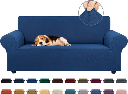 Stretch Couch Covers for Sofa, 3 Cushion Couch Slipcover,Black | 1-Piece Washable Sofa Cover Pet Friendly(78"-94") Furniture Protector Soft Jacquard, Elastic Bottom for Dogs & Kids