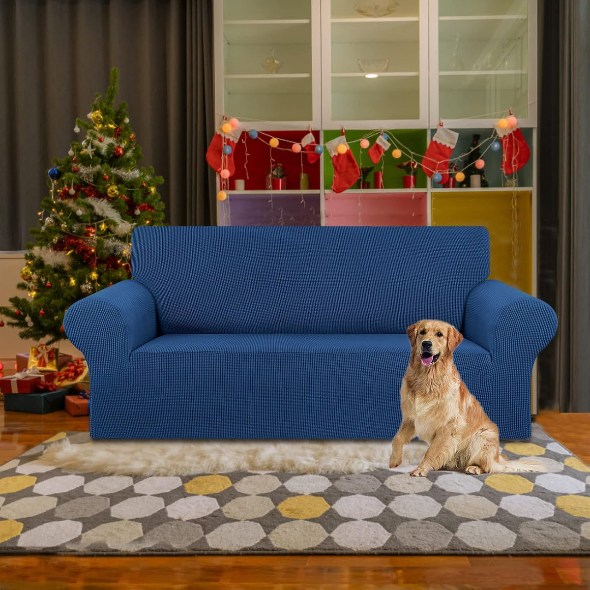 Stretch Couch Covers for Sofa, 3 Cushion Couch Slipcover,Black | 1-Piece Washable Sofa Cover Pet Friendly(78"-94") Furniture Protector Soft Jacquard, Elastic Bottom for Dogs & Kids