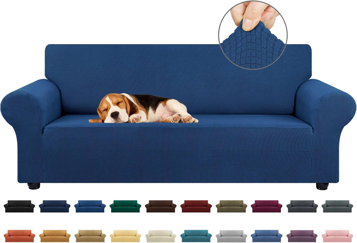 Stretch Couch Covers for Sofa, 3 Cushion Couch Slipcover,Black | 1-Piece Washable Sofa Cover Pet Friendly(78"-94") Furniture Protector Soft Jacquard, Elastic Bottom for Dogs & Kids