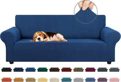 Stretch Couch Covers for Sofa, 3 Cushion Couch Slipcover,Black | 1-Piece Washable Sofa Cover Pet Friendly(78"-94") Furniture Protector Soft Jacquard, Elastic Bottom for Dogs & Kids