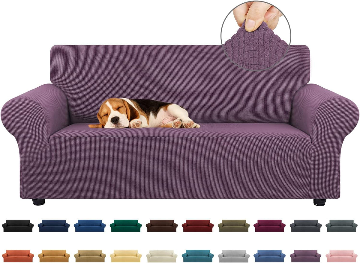 Stretch Couch Covers for Sofa, 3 Cushion Couch Slipcover,Black | 1-Piece Washable Sofa Cover Pet Friendly(78"-94") Furniture Protector Soft Jacquard, Elastic Bottom for Dogs & Kids