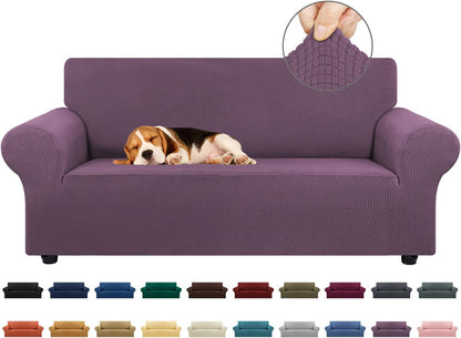 Stretch Couch Covers for Sofa, 3 Cushion Couch Slipcover,Black | 1-Piece Washable Sofa Cover Pet Friendly(78"-94") Furniture Protector Soft Jacquard, Elastic Bottom for Dogs & Kids