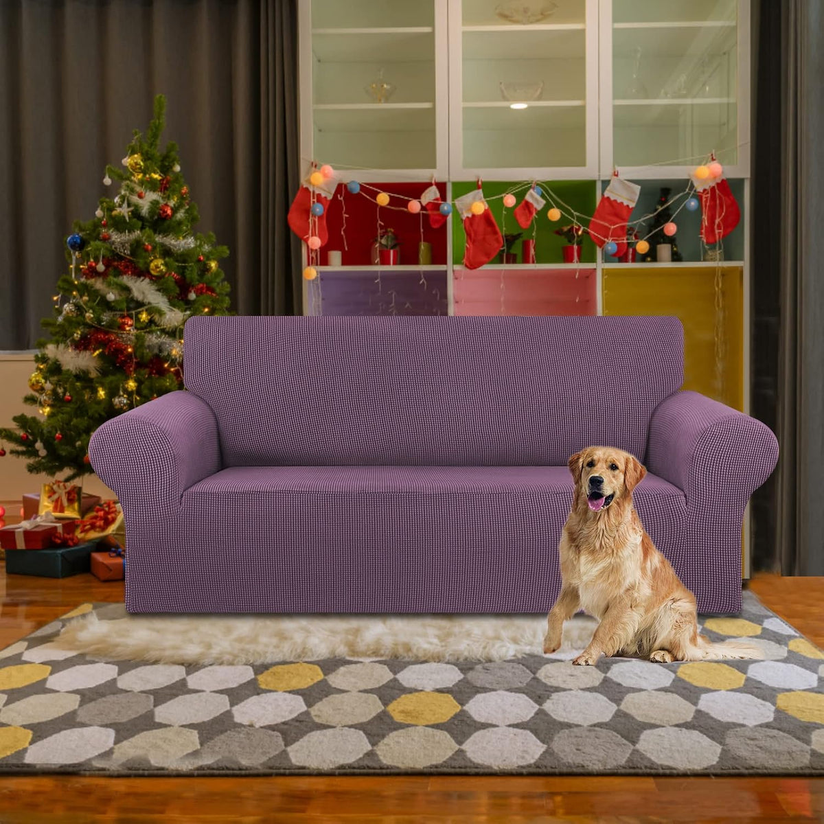 Stretch Couch Covers for Sofa, 3 Cushion Couch Slipcover,Black | 1-Piece Washable Sofa Cover Pet Friendly(78"-94") Furniture Protector Soft Jacquard, Elastic Bottom for Dogs & Kids