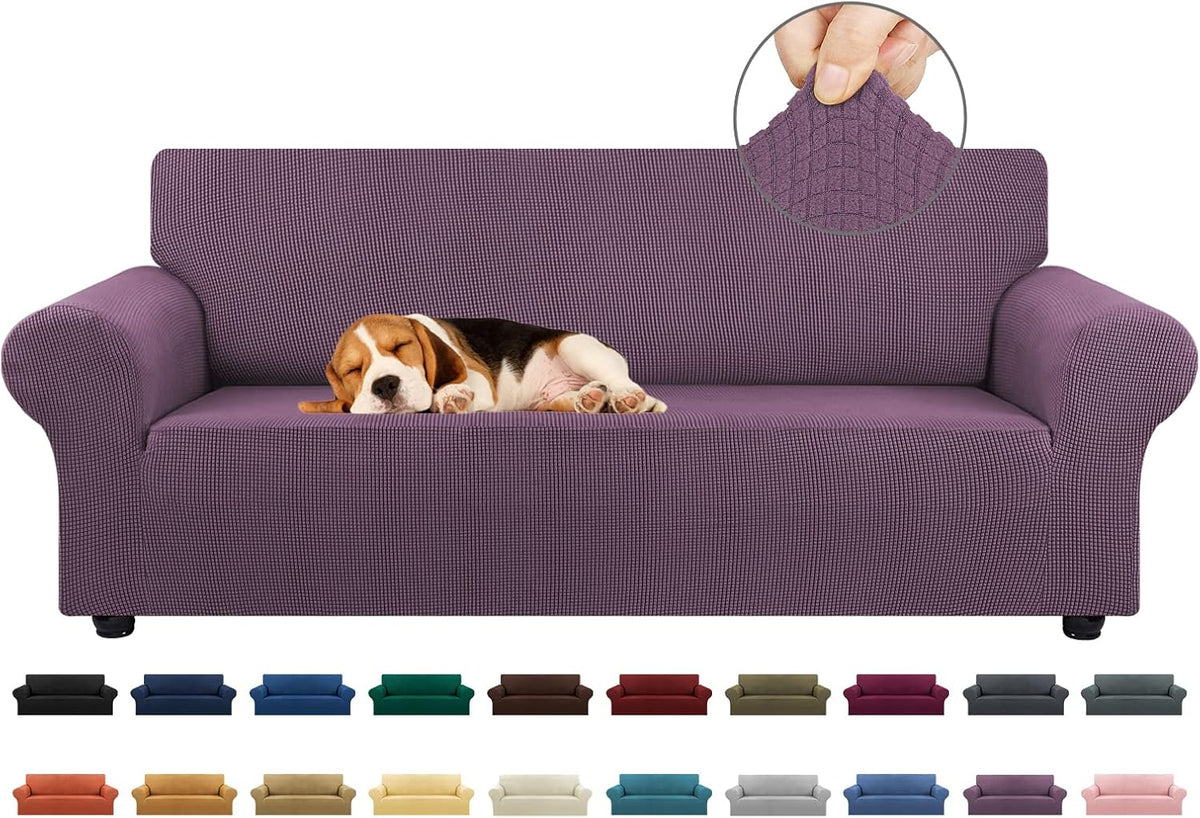 Stretch Couch Covers for Sofa, 3 Cushion Couch Slipcover,Black | 1-Piece Washable Sofa Cover Pet Friendly(78"-94") Furniture Protector Soft Jacquard, Elastic Bottom for Dogs & Kids