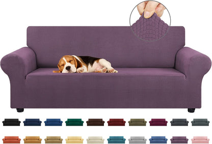 Stretch Couch Covers for Sofa, 3 Cushion Couch Slipcover,Black | 1-Piece Washable Sofa Cover Pet Friendly(78"-94") Furniture Protector Soft Jacquard, Elastic Bottom for Dogs & Kids