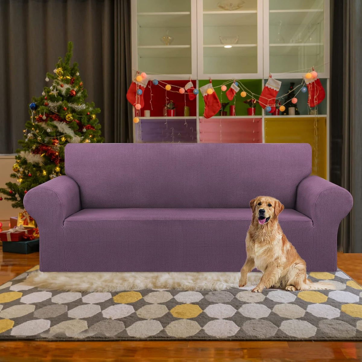 Stretch Couch Covers for Sofa, 3 Cushion Couch Slipcover,Black | 1-Piece Washable Sofa Cover Pet Friendly(78"-94") Furniture Protector Soft Jacquard, Elastic Bottom for Dogs & Kids