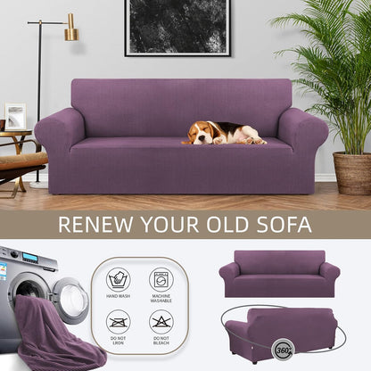 Stretch Couch Covers for Sofa, 3 Cushion Couch Slipcover,Black | 1-Piece Washable Sofa Cover Pet Friendly(78"-94") Furniture Protector Soft Jacquard, Elastic Bottom for Dogs & Kids
