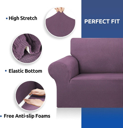 Stretch Couch Covers for Sofa, 3 Cushion Couch Slipcover,Black | 1-Piece Washable Sofa Cover Pet Friendly(78"-94") Furniture Protector Soft Jacquard, Elastic Bottom for Dogs & Kids