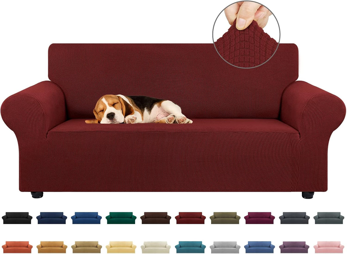 Stretch Couch Covers for Sofa, 3 Cushion Couch Slipcover,Black | 1-Piece Washable Sofa Cover Pet Friendly(78"-94") Furniture Protector Soft Jacquard, Elastic Bottom for Dogs & Kids