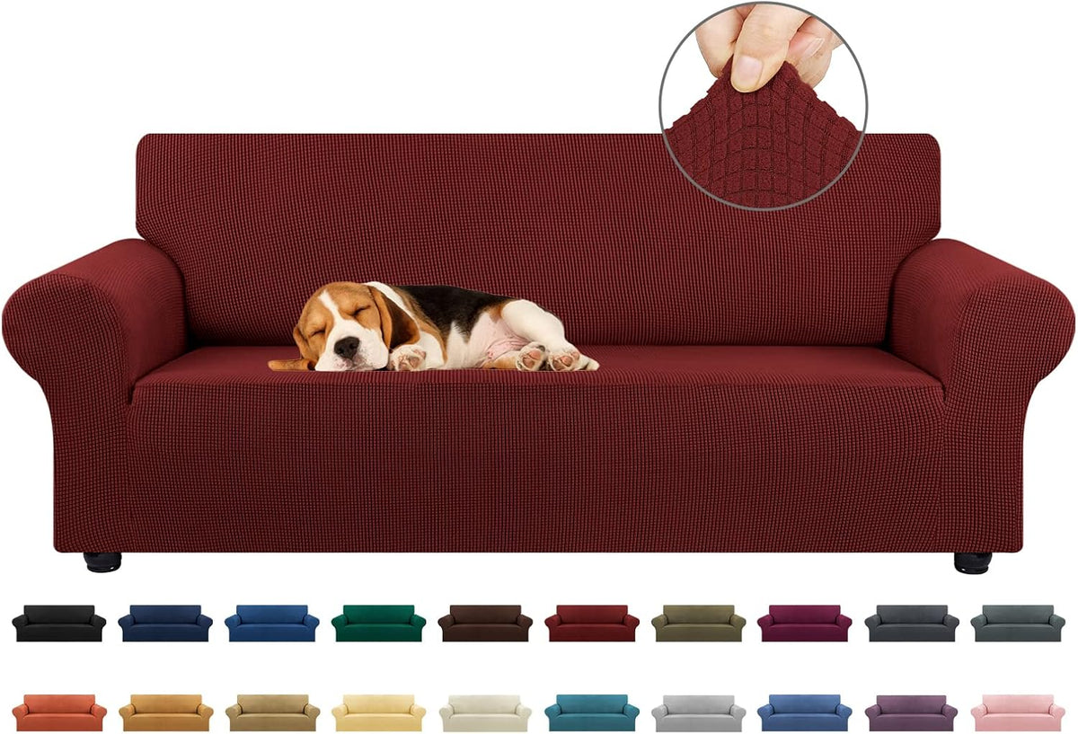 Stretch Couch Covers for Sofa, 3 Cushion Couch Slipcover,Black | 1-Piece Washable Sofa Cover Pet Friendly(78"-94") Furniture Protector Soft Jacquard, Elastic Bottom for Dogs & Kids
