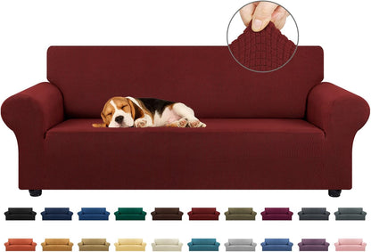 Stretch Couch Covers for Sofa, 3 Cushion Couch Slipcover,Black | 1-Piece Washable Sofa Cover Pet Friendly(78"-94") Furniture Protector Soft Jacquard, Elastic Bottom for Dogs & Kids