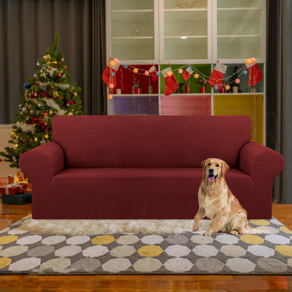 Stretch Couch Covers for Sofa, 3 Cushion Couch Slipcover,Black | 1-Piece Washable Sofa Cover Pet Friendly(78"-94") Furniture Protector Soft Jacquard, Elastic Bottom for Dogs & Kids