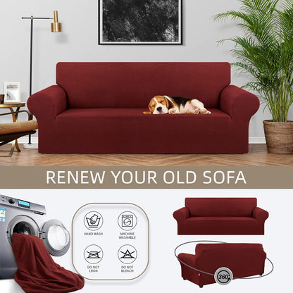 Stretch Couch Covers for Sofa, 3 Cushion Couch Slipcover,Black | 1-Piece Washable Sofa Cover Pet Friendly(78"-94") Furniture Protector Soft Jacquard, Elastic Bottom for Dogs & Kids