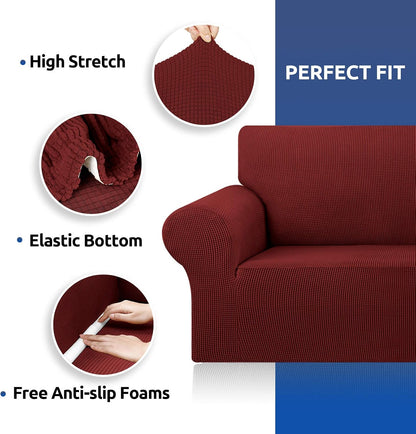 Stretch Couch Covers for Sofa, 3 Cushion Couch Slipcover,Black | 1-Piece Washable Sofa Cover Pet Friendly(78"-94") Furniture Protector Soft Jacquard, Elastic Bottom for Dogs & Kids