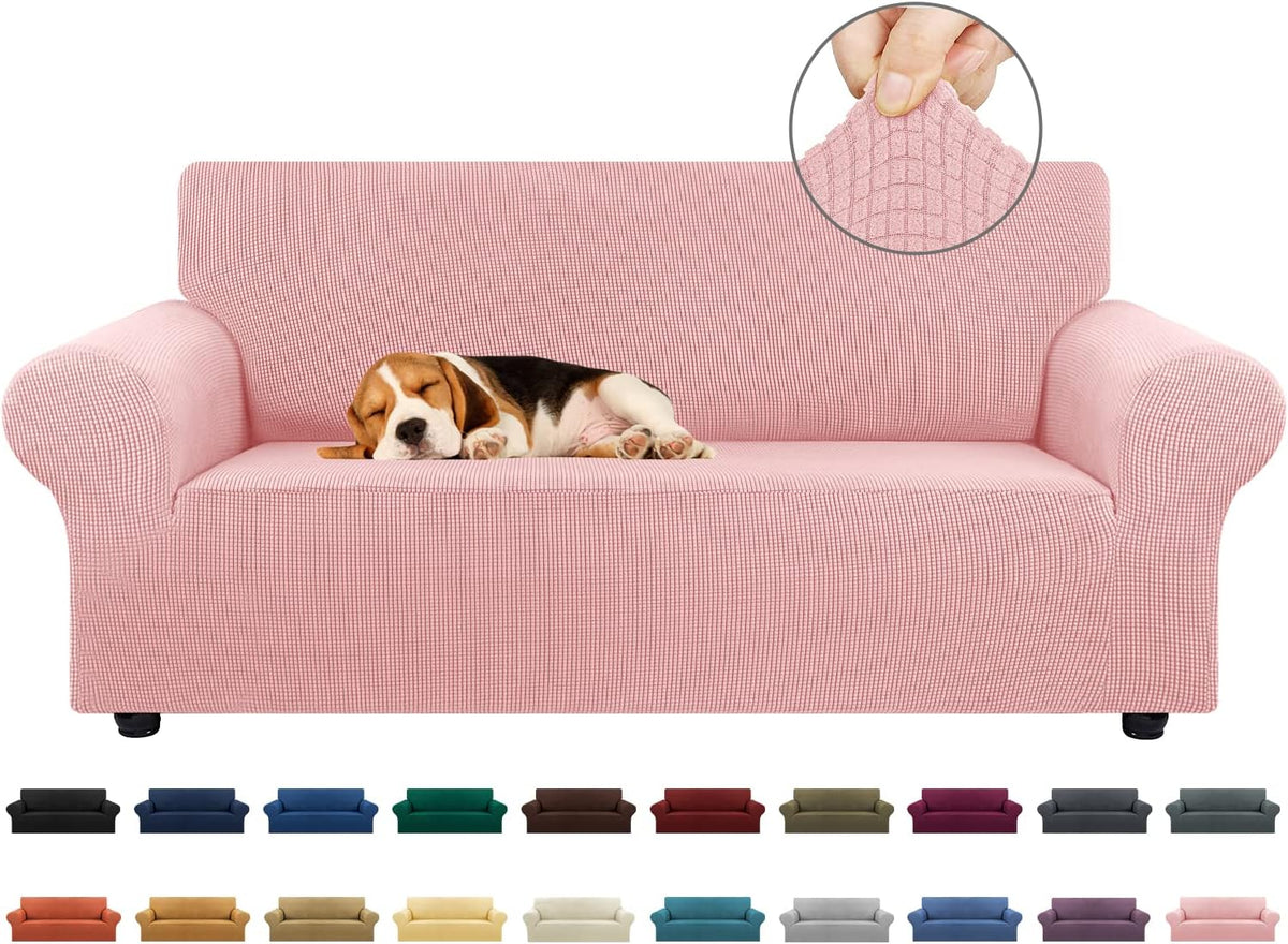 Stretch Couch Covers for Sofa, 3 Cushion Couch Slipcover,Black | 1-Piece Washable Sofa Cover Pet Friendly(78"-94") Furniture Protector Soft Jacquard, Elastic Bottom for Dogs & Kids