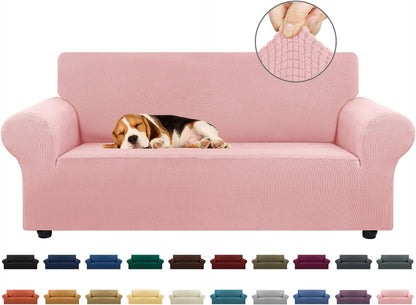 Stretch Couch Covers for Sofa, 3 Cushion Couch Slipcover,Black | 1-Piece Washable Sofa Cover Pet Friendly(78"-94") Furniture Protector Soft Jacquard, Elastic Bottom for Dogs & Kids