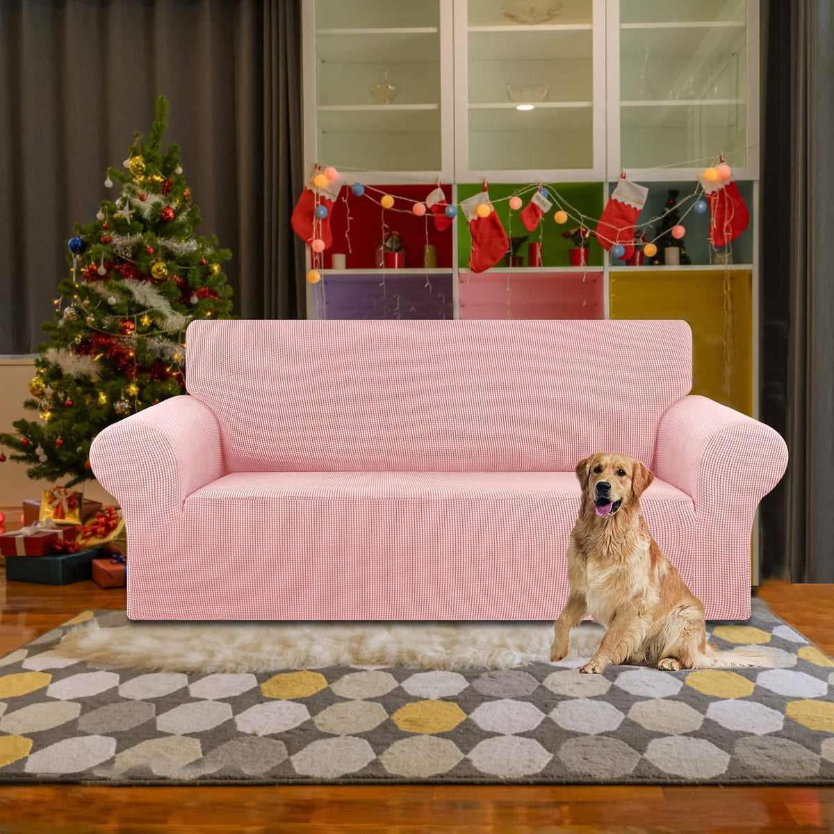 Stretch Couch Covers for Sofa, 3 Cushion Couch Slipcover,Black | 1-Piece Washable Sofa Cover Pet Friendly(78"-94") Furniture Protector Soft Jacquard, Elastic Bottom for Dogs & Kids