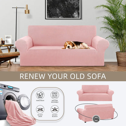 Stretch Couch Covers for Sofa, 3 Cushion Couch Slipcover,Black | 1-Piece Washable Sofa Cover Pet Friendly(78"-94") Furniture Protector Soft Jacquard, Elastic Bottom for Dogs & Kids