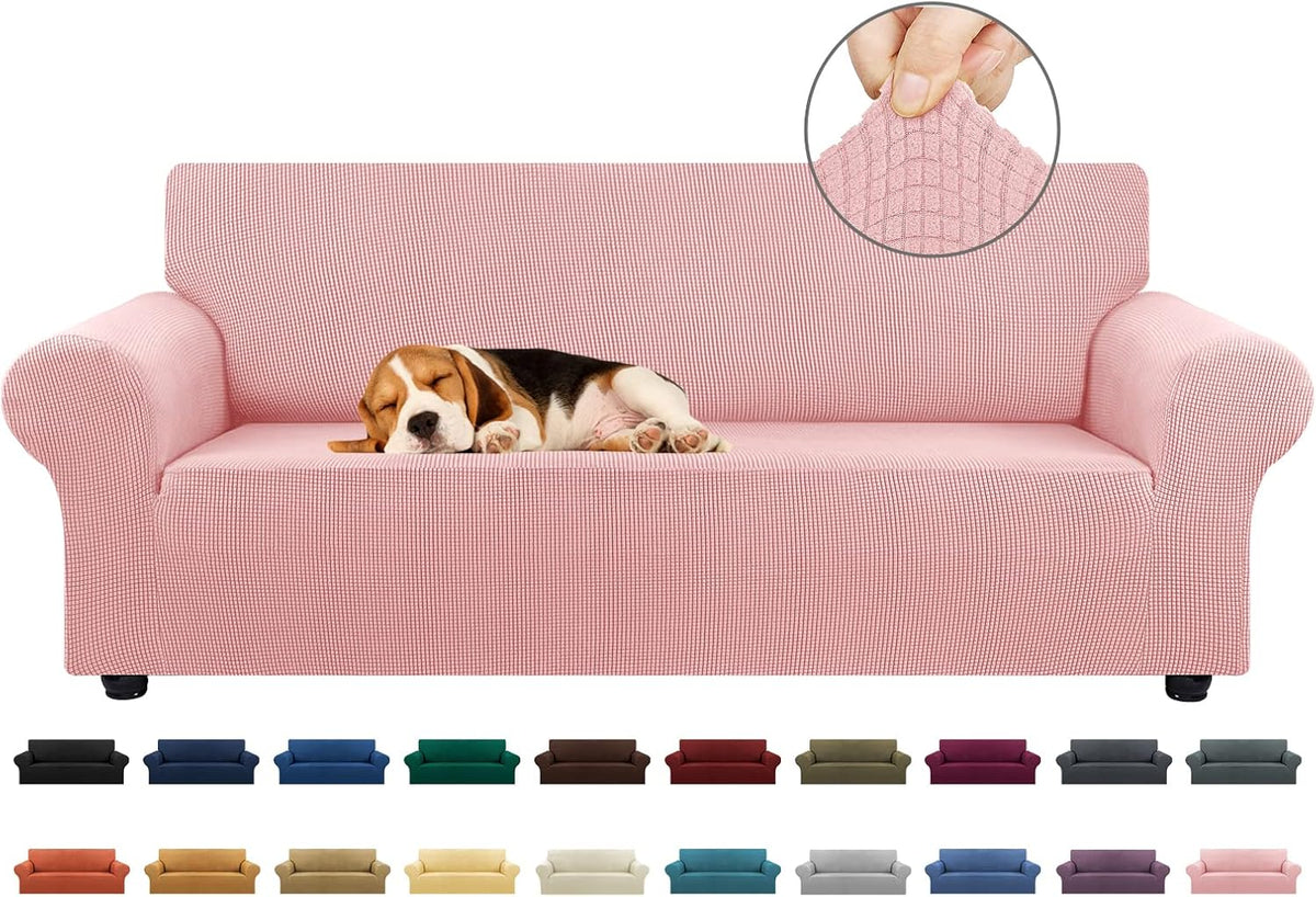 Stretch Couch Covers for Sofa, 3 Cushion Couch Slipcover,Black | 1-Piece Washable Sofa Cover Pet Friendly(78"-94") Furniture Protector Soft Jacquard, Elastic Bottom for Dogs & Kids