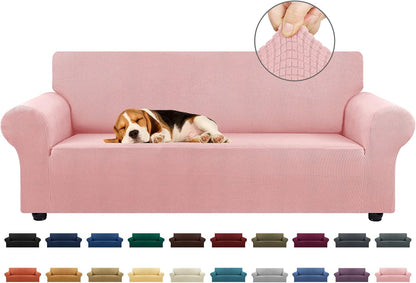 Stretch Couch Covers for Sofa, 3 Cushion Couch Slipcover,Black | 1-Piece Washable Sofa Cover Pet Friendly(78"-94") Furniture Protector Soft Jacquard, Elastic Bottom for Dogs & Kids