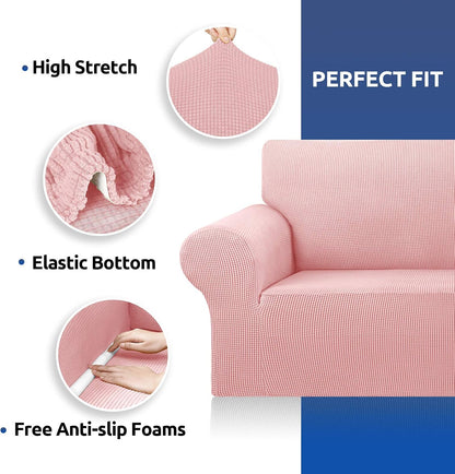 Stretch Couch Covers for Sofa, 3 Cushion Couch Slipcover,Black | 1-Piece Washable Sofa Cover Pet Friendly(78"-94") Furniture Protector Soft Jacquard, Elastic Bottom for Dogs & Kids