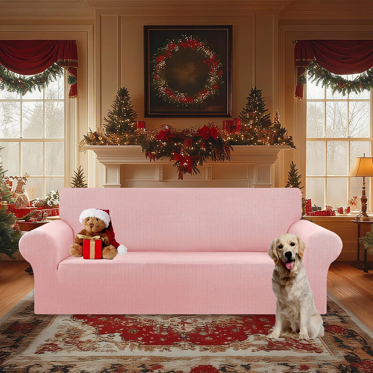 Stretch Couch Covers for Sofa, 3 Cushion Couch Slipcover,Black | 1-Piece Washable Sofa Cover Pet Friendly(78"-94") Furniture Protector Soft Jacquard, Elastic Bottom for Dogs & Kids