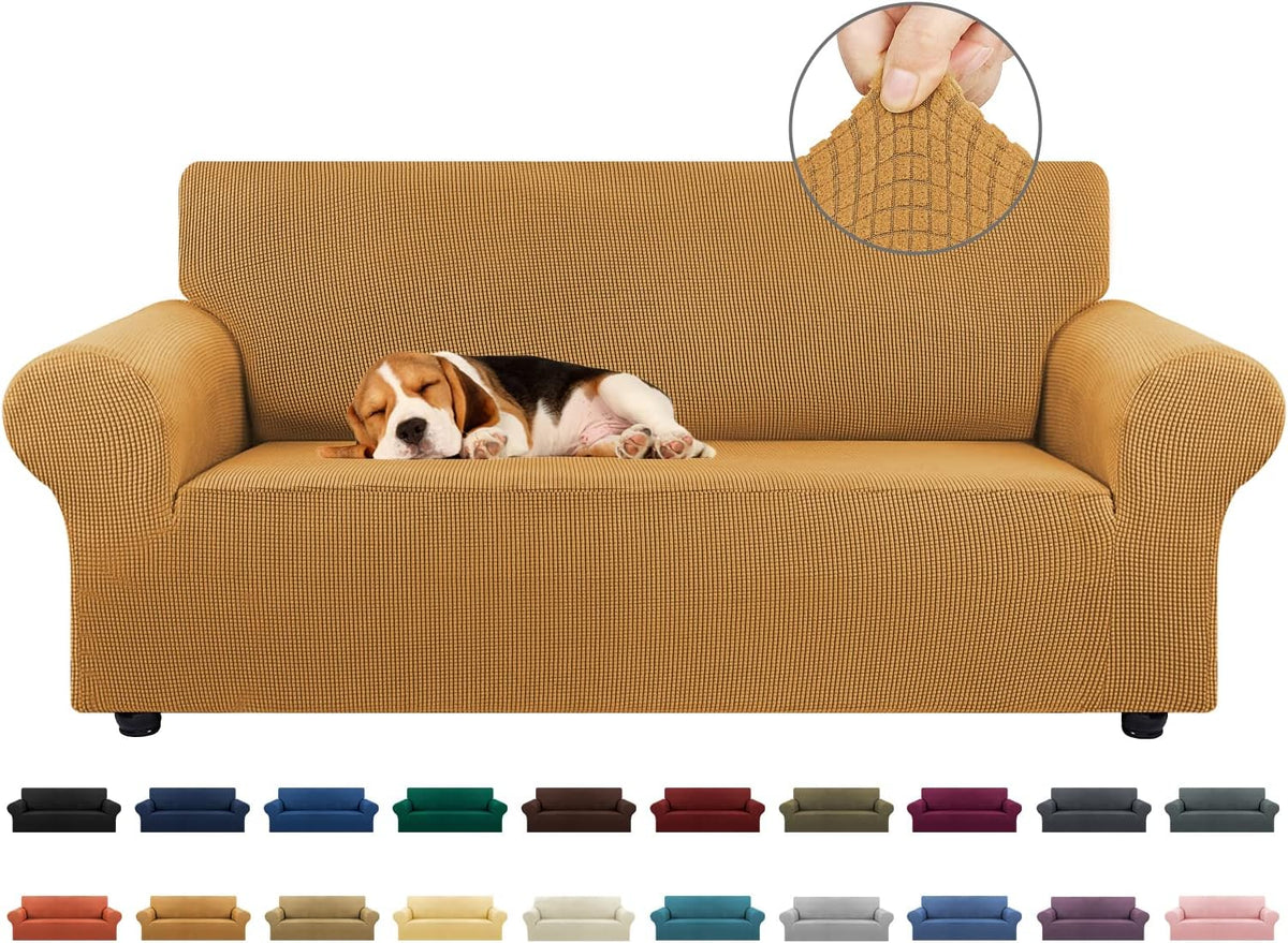 Stretch Couch Covers for Sofa, 3 Cushion Couch Slipcover,Black | 1-Piece Washable Sofa Cover Pet Friendly(78"-94") Furniture Protector Soft Jacquard, Elastic Bottom for Dogs & Kids