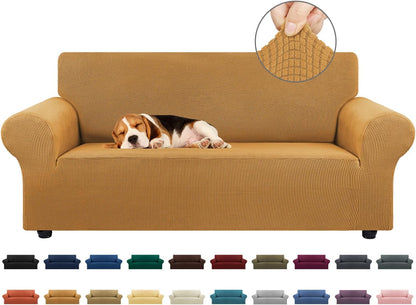 Stretch Couch Covers for Sofa, 3 Cushion Couch Slipcover,Black | 1-Piece Washable Sofa Cover Pet Friendly(78"-94") Furniture Protector Soft Jacquard, Elastic Bottom for Dogs & Kids