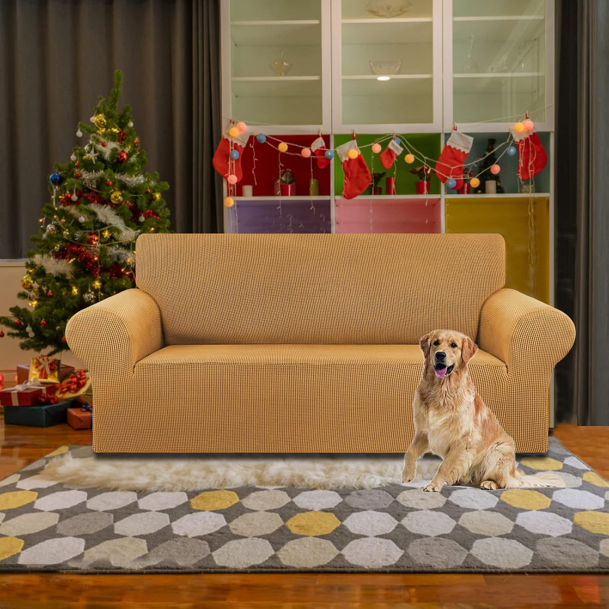 Stretch Couch Covers for Sofa, 3 Cushion Couch Slipcover,Black | 1-Piece Washable Sofa Cover Pet Friendly(78"-94") Furniture Protector Soft Jacquard, Elastic Bottom for Dogs & Kids