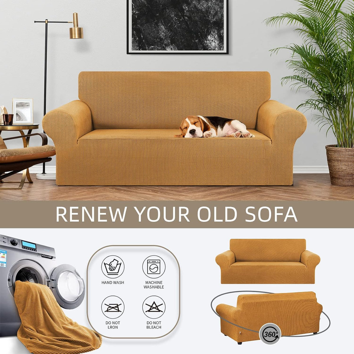 Stretch Couch Covers for Sofa, 3 Cushion Couch Slipcover,Black | 1-Piece Washable Sofa Cover Pet Friendly(78"-94") Furniture Protector Soft Jacquard, Elastic Bottom for Dogs & Kids