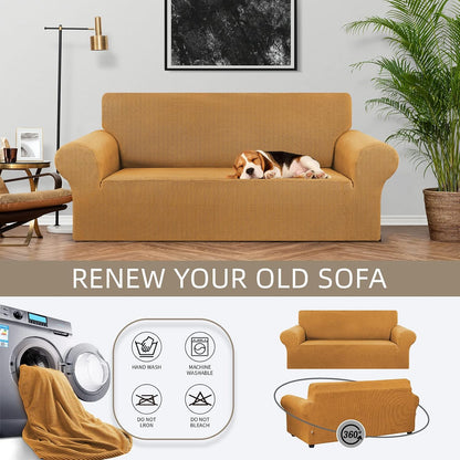 Stretch Couch Covers for Sofa, 3 Cushion Couch Slipcover,Black | 1-Piece Washable Sofa Cover Pet Friendly(78"-94") Furniture Protector Soft Jacquard, Elastic Bottom for Dogs & Kids