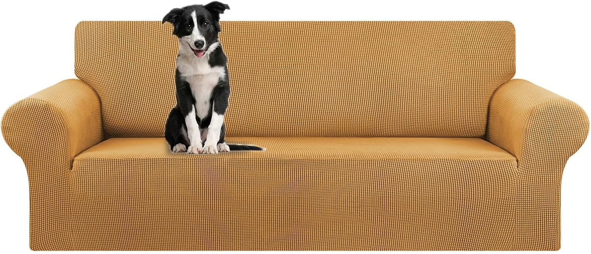 Stretch Couch Covers for Sofa, 3 Cushion Couch Slipcover,Black | 1-Piece Washable Sofa Cover Pet Friendly(78"-94") Furniture Protector Soft Jacquard, Elastic Bottom for Dogs & Kids