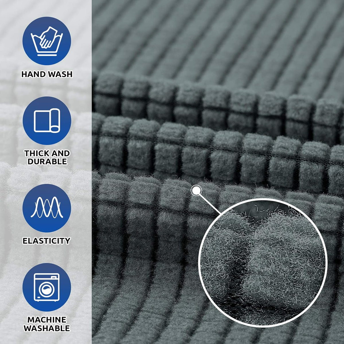 Stretch Couch Covers for Sofa, 3 Cushion Couch Slipcover,Black | 1-Piece Washable Sofa Cover Pet Friendly(78"-94") Furniture Protector Soft Jacquard, Elastic Bottom for Dogs & Kids
