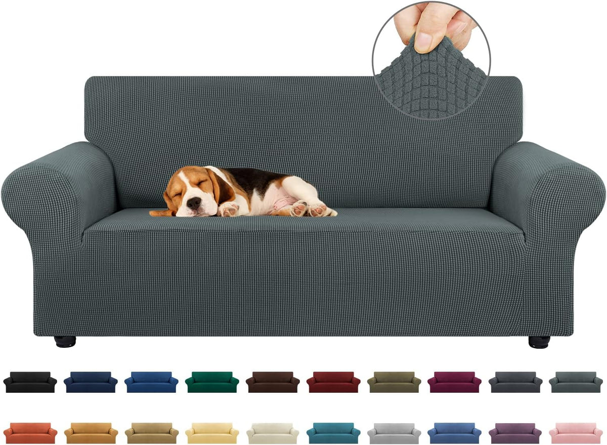 Stretch Couch Covers for Sofa, 3 Cushion Couch Slipcover,Black | 1-Piece Washable Sofa Cover Pet Friendly(78"-94") Furniture Protector Soft Jacquard, Elastic Bottom for Dogs & Kids