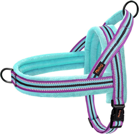 No Pull Dog Harness for Small Dogs, Soft Flannel Padded,Mixed-Blue,XS