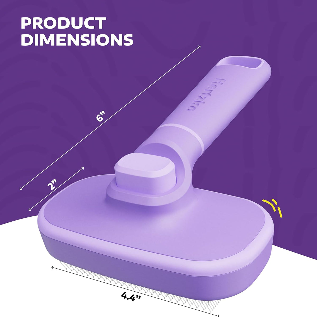 Self Cleaning Slicker Brush for Dogs and Cats - Pet Hair Brush for Shedding Long and Short Hair - Easy Clean Retractable Bristles - Cat and Dog Grooming Tool - Purple