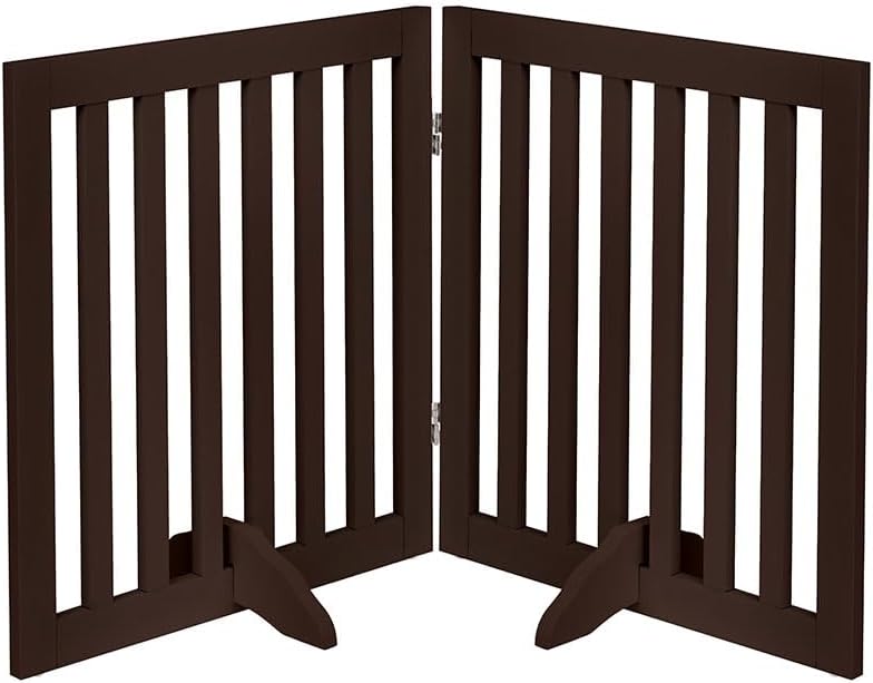 36”H Free Standing Pet Gate for Dog, Tall Wooden Dog Gate, 80” Wide | Foldable Pet Fence for Doorway, Stairs, Step, Expandable Doggy Barrier, Room Divider, Indoor Use, White