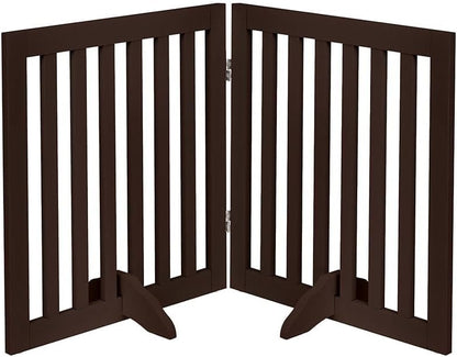 36”H Free Standing Pet Gate for Dog, Tall Wooden Dog Gate, 80” Wide | Foldable Pet Fence for Doorway, Stairs, Step, Expandable Doggy Barrier, Room Divider, Indoor Use, White