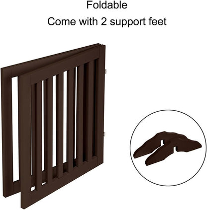 36”H Free Standing Pet Gate for Dog, Tall Wooden Dog Gate, 80” Wide | Foldable Pet Fence for Doorway, Stairs, Step, Expandable Doggy Barrier, Room Divider, Indoor Use, White