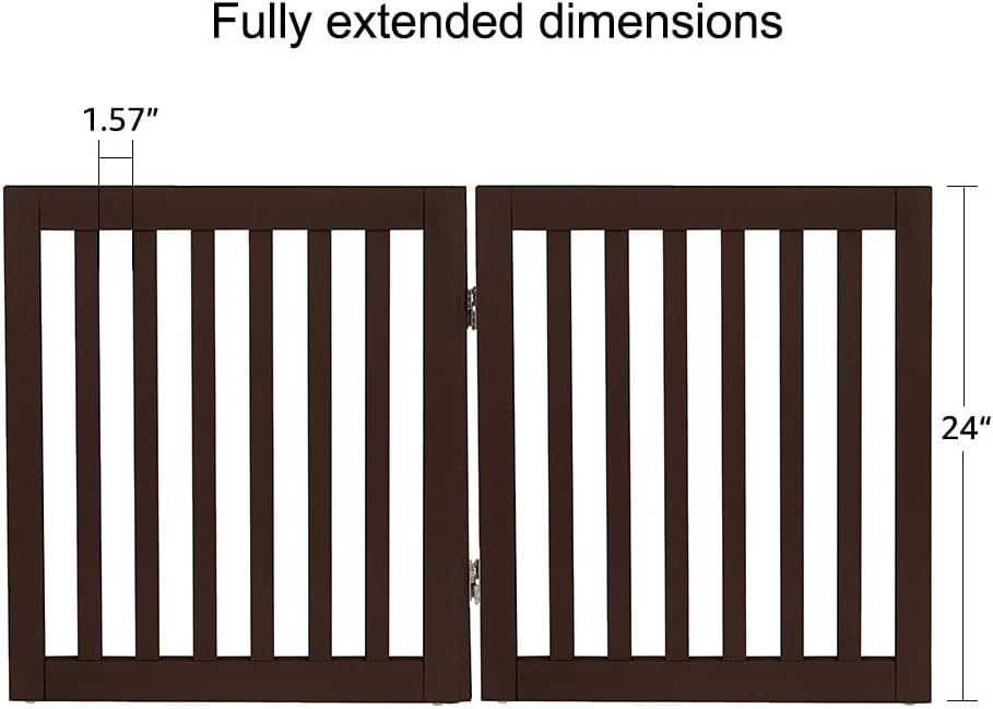 36”H Free Standing Pet Gate for Dog, Tall Wooden Dog Gate, 80” Wide | Foldable Pet Fence for Doorway, Stairs, Step, Expandable Doggy Barrier, Room Divider, Indoor Use, White