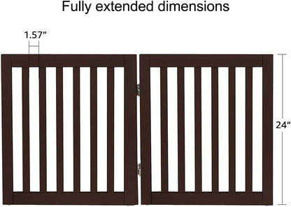 36”H Free Standing Pet Gate for Dog, Tall Wooden Dog Gate, 80” Wide | Foldable Pet Fence for Doorway, Stairs, Step, Expandable Doggy Barrier, Room Divider, Indoor Use, White