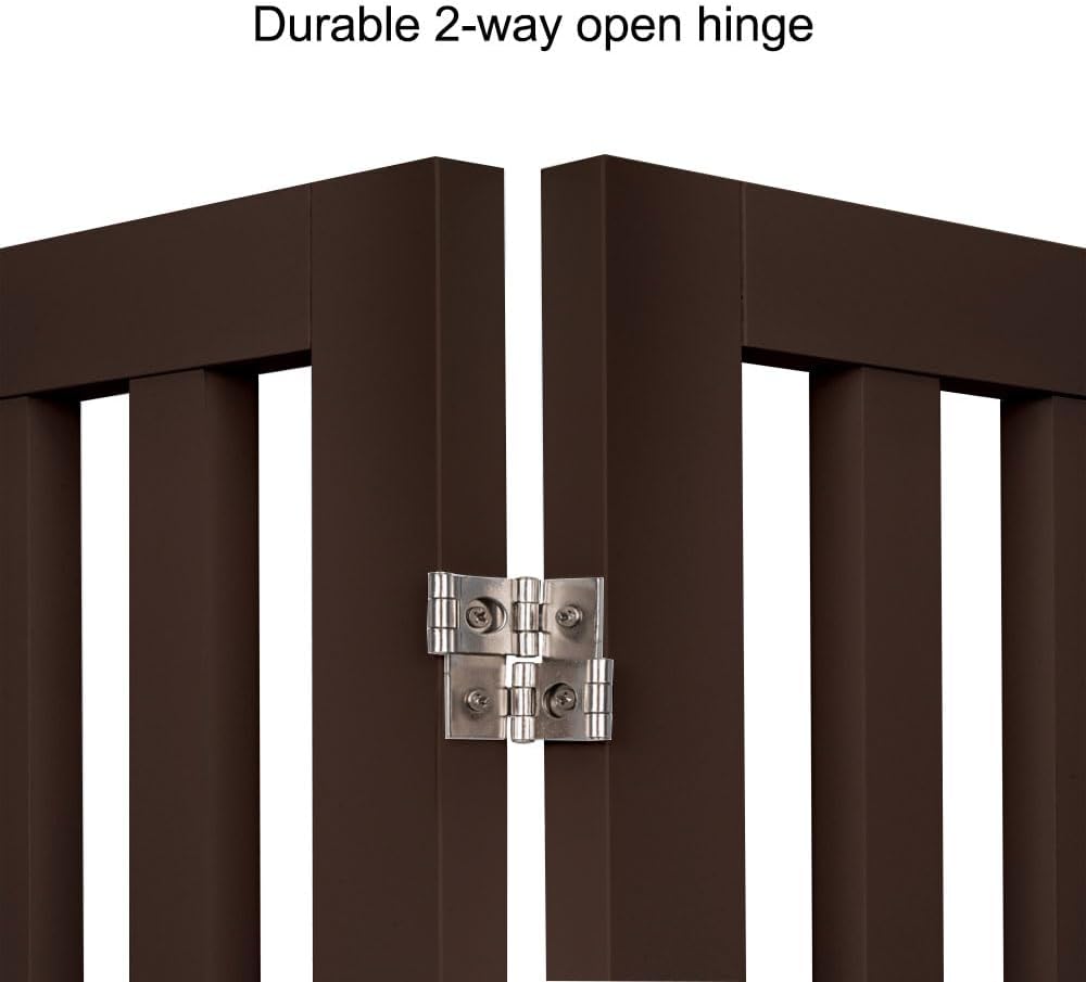36”H Free Standing Pet Gate for Dog, Tall Wooden Dog Gate, 80” Wide | Foldable Pet Fence for Doorway, Stairs, Step, Expandable Doggy Barrier, Room Divider, Indoor Use, White