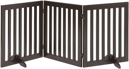 36”H Free Standing Pet Gate for Dog, Tall Wooden Dog Gate, 80” Wide | Foldable Pet Fence for Doorway, Stairs, Step, Expandable Doggy Barrier, Room Divider, Indoor Use, White