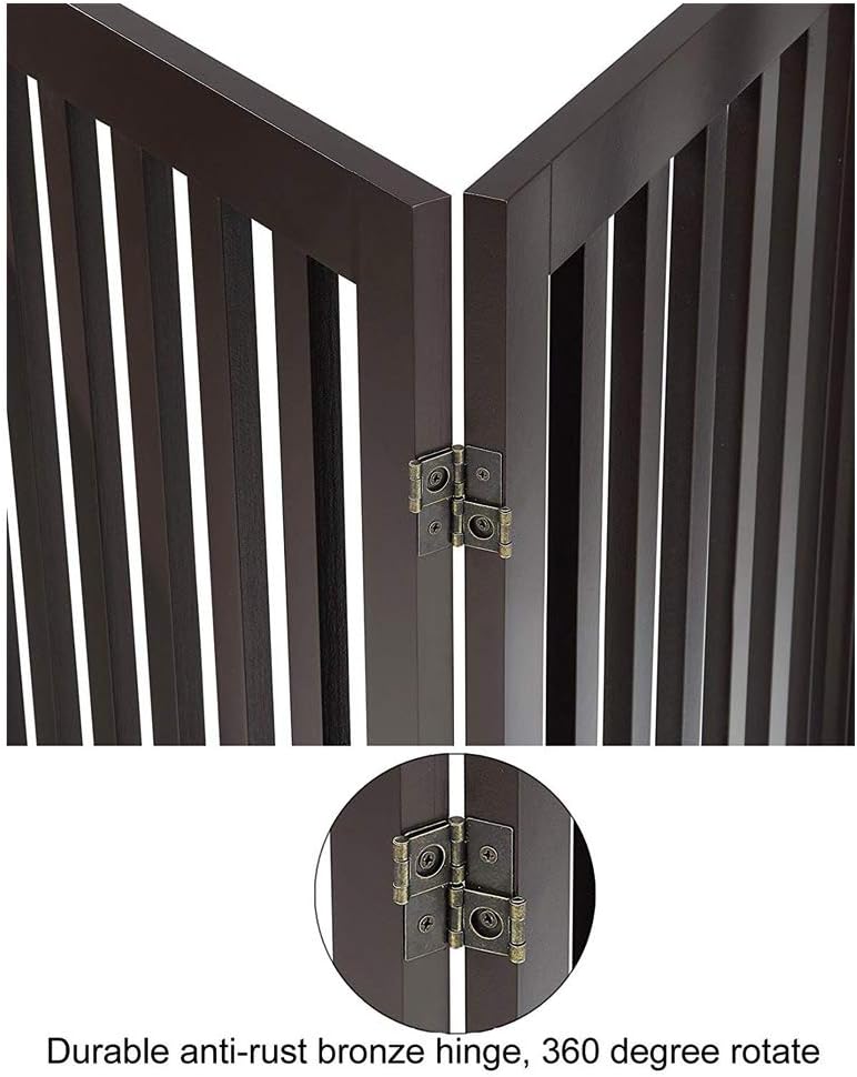 36”H Free Standing Pet Gate for Dog, Tall Wooden Dog Gate, 80” Wide | Foldable Pet Fence for Doorway, Stairs, Step, Expandable Doggy Barrier, Room Divider, Indoor Use, White