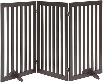 36”H Free Standing Pet Gate for Dog, Tall Wooden Dog Gate, 80” Wide | Foldable Pet Fence for Doorway, Stairs, Step, Expandable Doggy Barrier, Room Divider, Indoor Use, White