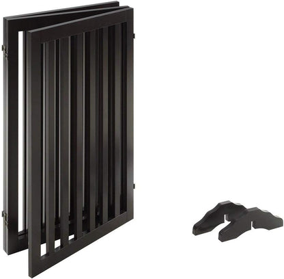 36”H Free Standing Pet Gate for Dog, Tall Wooden Dog Gate, 80” Wide | Foldable Pet Fence for Doorway, Stairs, Step, Expandable Doggy Barrier, Room Divider, Indoor Use, White