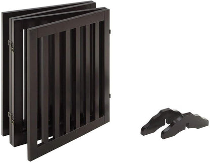 36”H Free Standing Pet Gate for Dog, Tall Wooden Dog Gate, 80” Wide | Foldable Pet Fence for Doorway, Stairs, Step, Expandable Doggy Barrier, Room Divider, Indoor Use, White